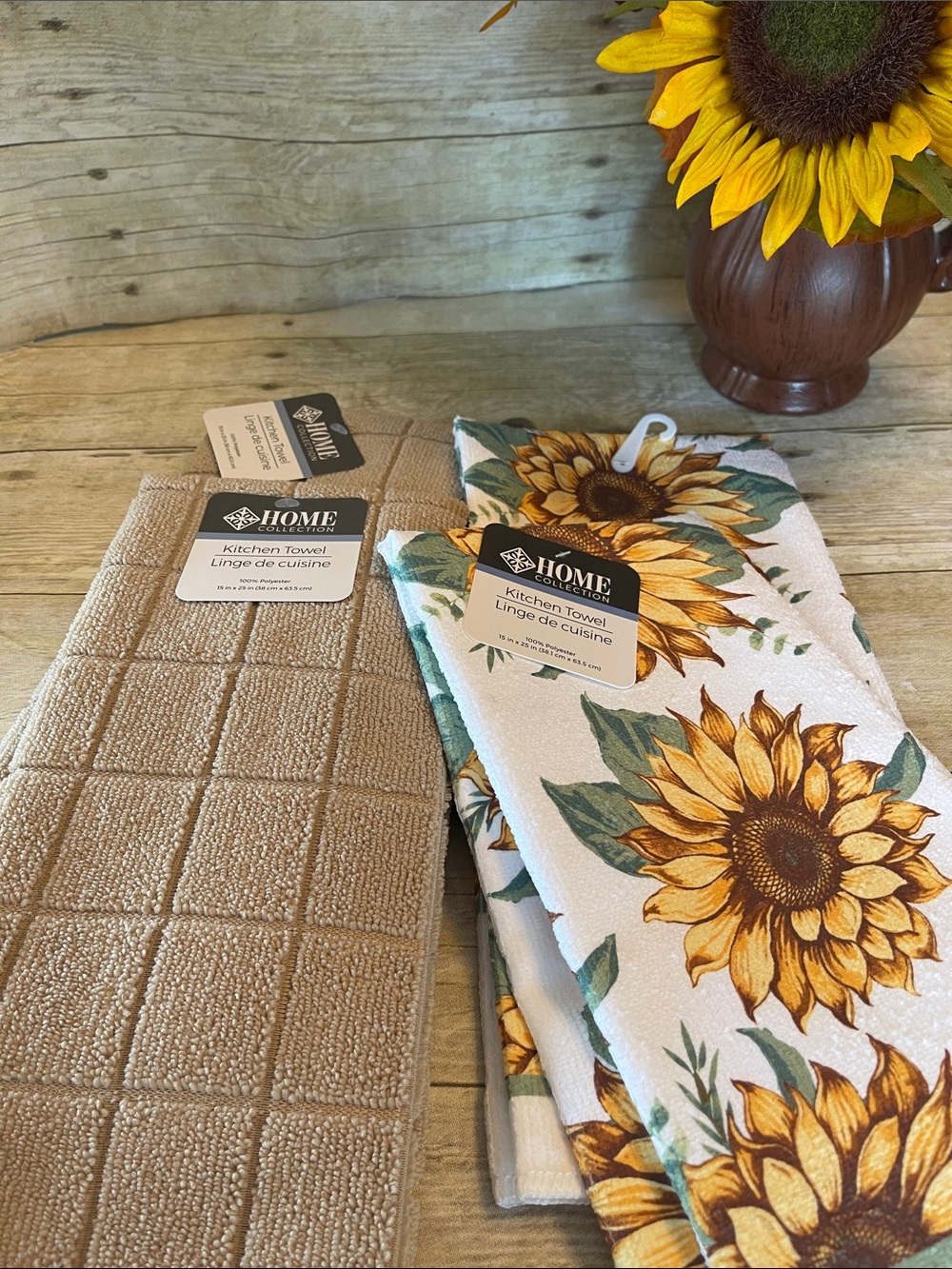 12 Pc. Set Sunflower & Light Brown Kitchen Towel Set & a Bit More - Picture 7 of 12